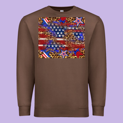 American Flag And Star Leopard Premium Sweatshirt Designed By Artiststas