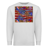 Dove Grey American flag and star leopard Premium Sweatshirt - Artiststas