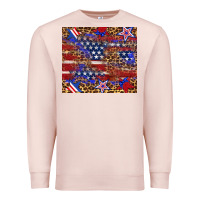 Pale Pink American flag and star leopard Premium Sweatshirt - Artiststas