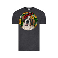 Vintage Black Christmas St. Bernard Vintage Tee - RanaPortraitStore