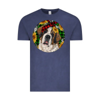 Vintage Denim Christmas St. Bernard Vintage Tee - RanaPortraitStore