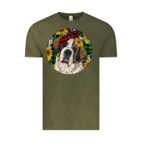 Vintage Olive Christmas St. Bernard Vintage Tee - RanaPortraitStore