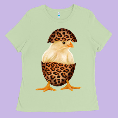 Chick With Leopard Eggshell Ladies Tee Designed By Bettercallsaul