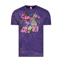 Cloud Purple Easter eggs and Bunny with Cross Easter Day Vintage Tee - HowdyJamesFarm