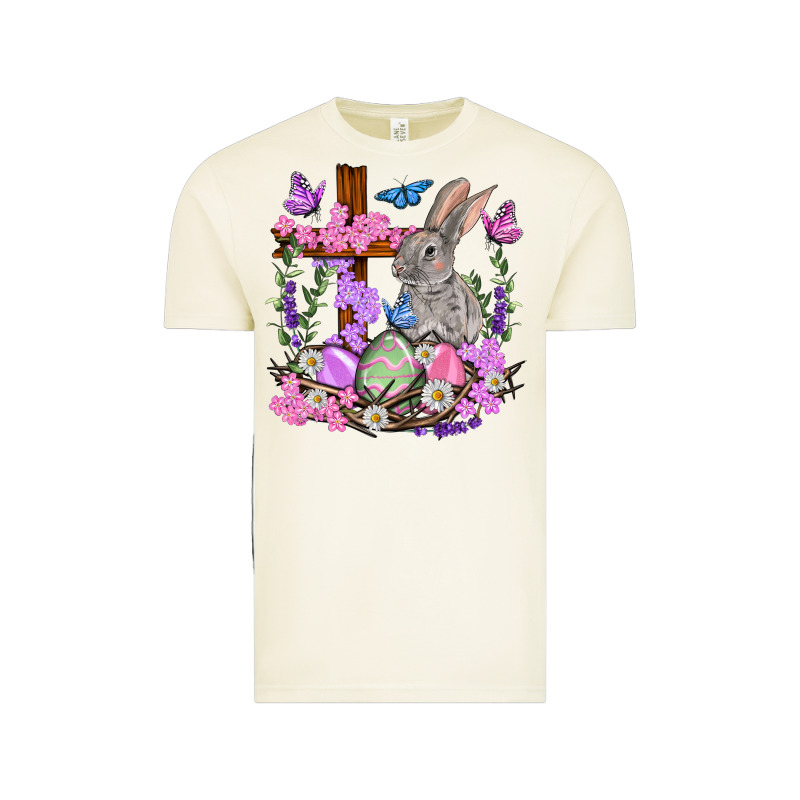 Easter Eggs And Bunny With Cross Easter Day Vintage Tee by HowdyJamesFarm | Teevron