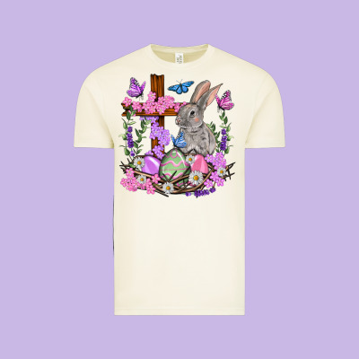 Easter Eggs And Bunny With Cross Easter Day Vintage Tee Designed By Howdyjamesfarm