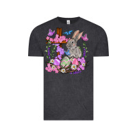 Vintage Black Easter eggs and Bunny with Cross Easter Day Vintage Tee - HowdyJamesFarm