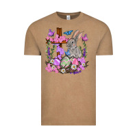 Vintage Coffee Easter eggs and Bunny with Cross Easter Day Vintage Tee - HowdyJamesFarm