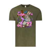 Vintage Olive Easter eggs and Bunny with Cross Easter Day Vintage Tee - HowdyJamesFarm
