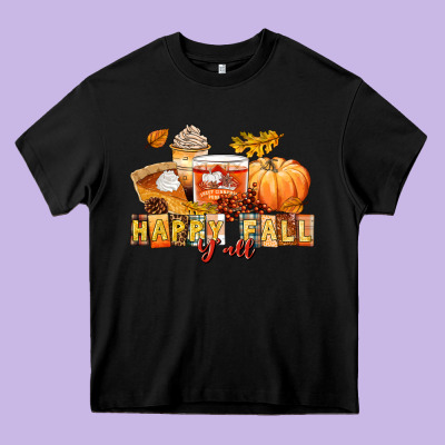 Happy Fall Y'all Heavy Core Tee Designed By Lillyallendesigns