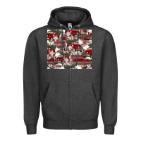 Charcoal Heather vintage christmas car pattern Zipper Hoodie - CowhideDigitalArt