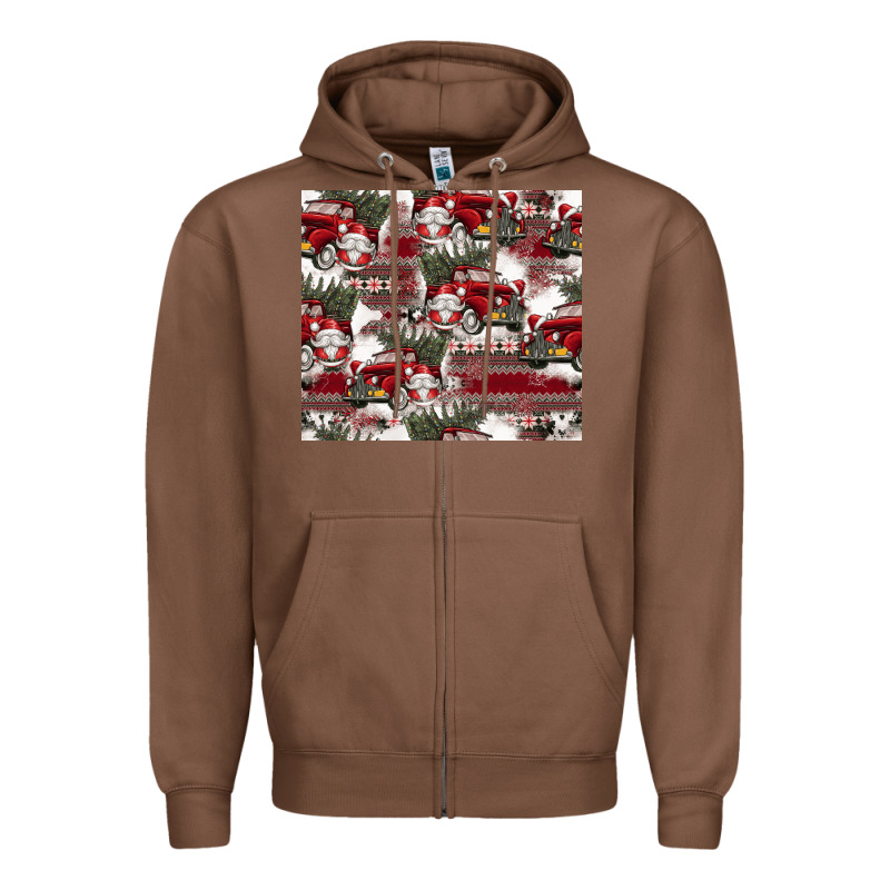 Vintage Christmas Car Pattern Zipper Hoodie by CowhideDigitalArt | Teevron