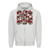 Dove Grey vintage christmas car pattern Zipper Hoodie - CowhideDigitalArt