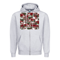 Heather Grey vintage christmas car pattern Zipper Hoodie - CowhideDigitalArt