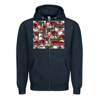 Navy vintage christmas car pattern Zipper Hoodie - CowhideDigitalArt