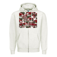 Oatmeal Heather vintage christmas car pattern Zipper Hoodie - CowhideDigitalArt