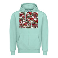 Seafoam vintage christmas car pattern Zipper Hoodie - CowhideDigitalArt