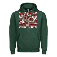 Sports Green vintage christmas car pattern Zipper Hoodie - CowhideDigitalArt