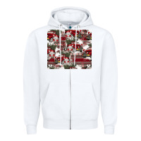 White vintage christmas car pattern Zipper Hoodie - CowhideDigitalArt