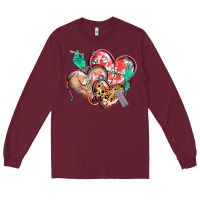 Burgundy nurse hearts Long Sleeve Tee - CowGirlArtShop