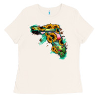 Bone Florida Map with Sunflower and Serape Cactus Ladies Tee - Bettercallsaul
