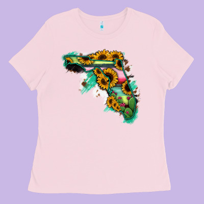 Florida Map With Sunflower And Serape Cactus Ladies Tee Designed By Bettercallsaul