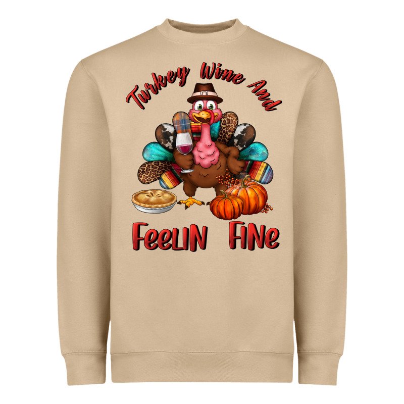 Turkey Wine And Feelin Fine Heavyweight Sweatshirt by BundleAndBundleShop | Teevron