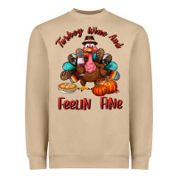 Mushroom turkey wine and feelin fine Heavyweight Sweatshirt - BundleAndBundleShop