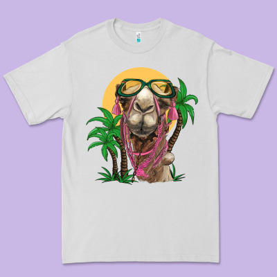 Camel With Oasis Premium Tee Designed By Barkaloodesign