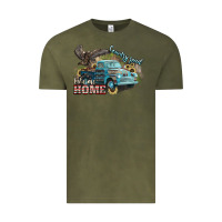Vintage Olive Truck USA country road take me home 4th of july Vintage Tee - HowdyJamesFarm