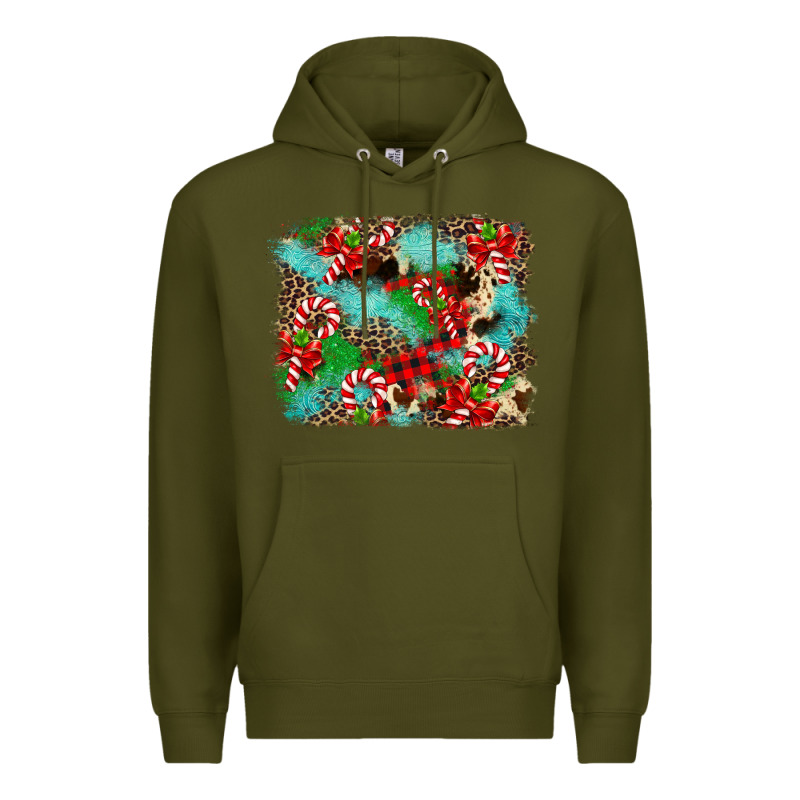 Christmas Plaid Turquoise Glitter Cowhide Premium Hoodie by FaDigitalArtStudio | Teevron