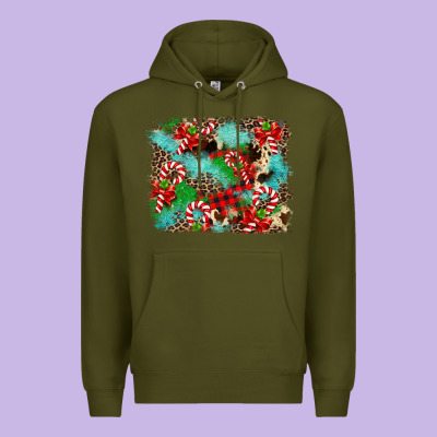 Christmas Plaid Turquoise Glitter Cowhide Premium Hoodie Designed By Fadigitalartstudio