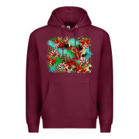 Burgundy Christmas Plaid Turquoise Glitter Cowhide Premium Hoodie - FaDigitalArtStudio