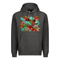 Charcoal Heather Christmas Plaid Turquoise Glitter Cowhide Premium Hoodie - FaDigitalArtStudio