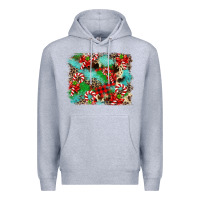 Heather Grey Christmas Plaid Turquoise Glitter Cowhide Premium Hoodie - FaDigitalArtStudio