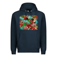 Navy Christmas Plaid Turquoise Glitter Cowhide Premium Hoodie - FaDigitalArtStudio