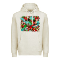 Oatmeal Heather Christmas Plaid Turquoise Glitter Cowhide Premium Hoodie - FaDigitalArtStudio