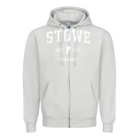 Dove Grey Stowe Vermont Vt Vintage Athletic Sports Zipper Hoodie - minhPixels