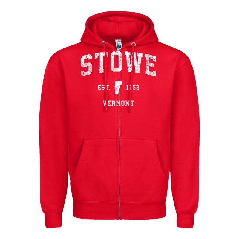 Stowe Vermont Vt Vintage Athletic Sports Zipper Hoodie by minhPixels | Teevron