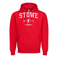 Red Stowe Vermont Vt Vintage Athletic Sports Zipper Hoodie - minhPixels