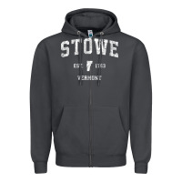 Smoke Stowe Vermont Vt Vintage Athletic Sports Zipper Hoodie - minhPixels