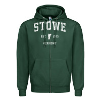 Sports Green Stowe Vermont Vt Vintage Athletic Sports Zipper Hoodie - minhPixels