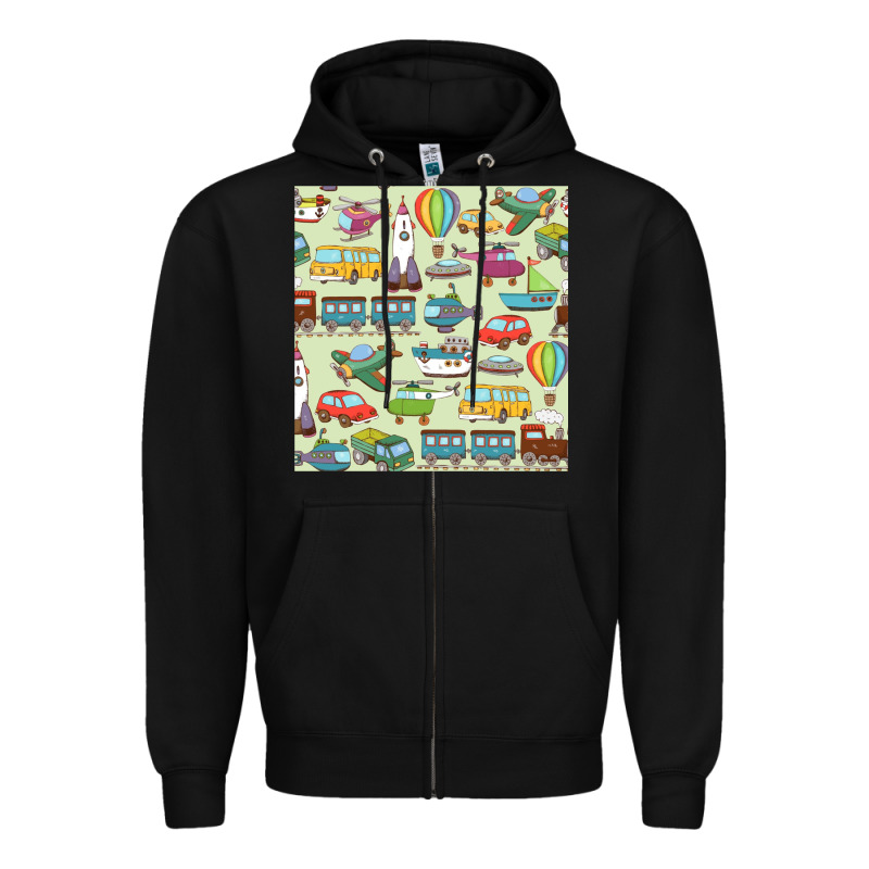 Planes, Trains, And Automobiles Pattern Chiffon Top Zipper Hoodie by minhPixels | Teevron