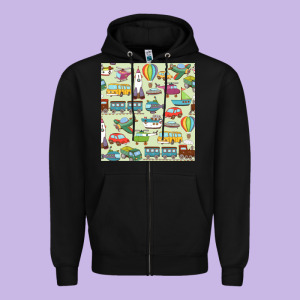 Planes, Trains, And Automobiles Pattern Chiffon Top Zipper Hoodie Designed By Minhpixels