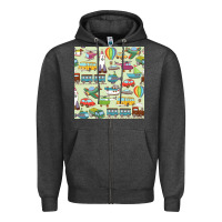 Charcoal Heather Planes, Trains, and Automobiles pattern Chiffon Top Zipper Hoodie - minhPixels