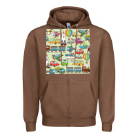 Chestnut Planes, Trains, and Automobiles pattern Chiffon Top Zipper Hoodie - minhPixels