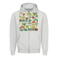 Dove Grey Planes, Trains, and Automobiles pattern Chiffon Top Zipper Hoodie - minhPixels