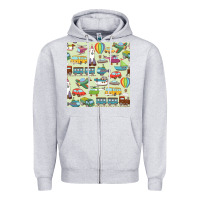 Heather Grey Planes, Trains, and Automobiles pattern Chiffon Top Zipper Hoodie - minhPixels