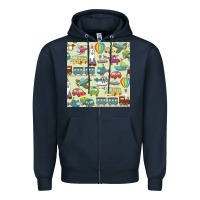 Navy Planes, Trains, and Automobiles pattern Chiffon Top Zipper Hoodie - minhPixels