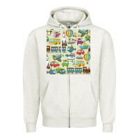 Oatmeal Heather Planes, Trains, and Automobiles pattern Chiffon Top Zipper Hoodie - minhPixels